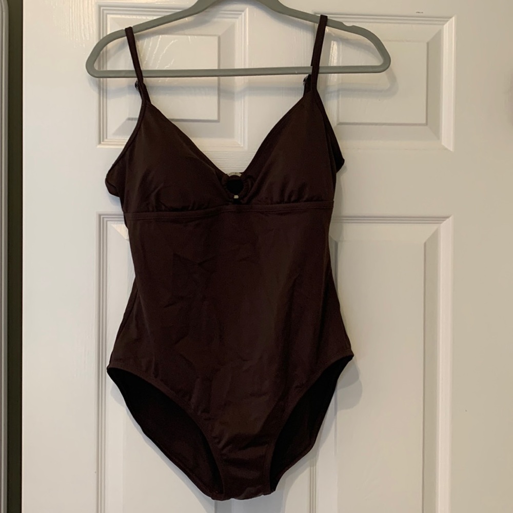 Speedo size 14 chocolate brown one piece swimsuit